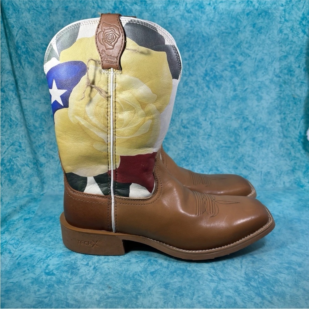 Twisted X Brown Leather Floral Print Western Cowboy Boots Men’s Size 9 B